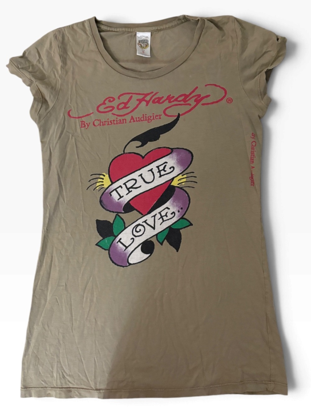 Ed Hardy olive green tee size small — love the heart tat graphic!
